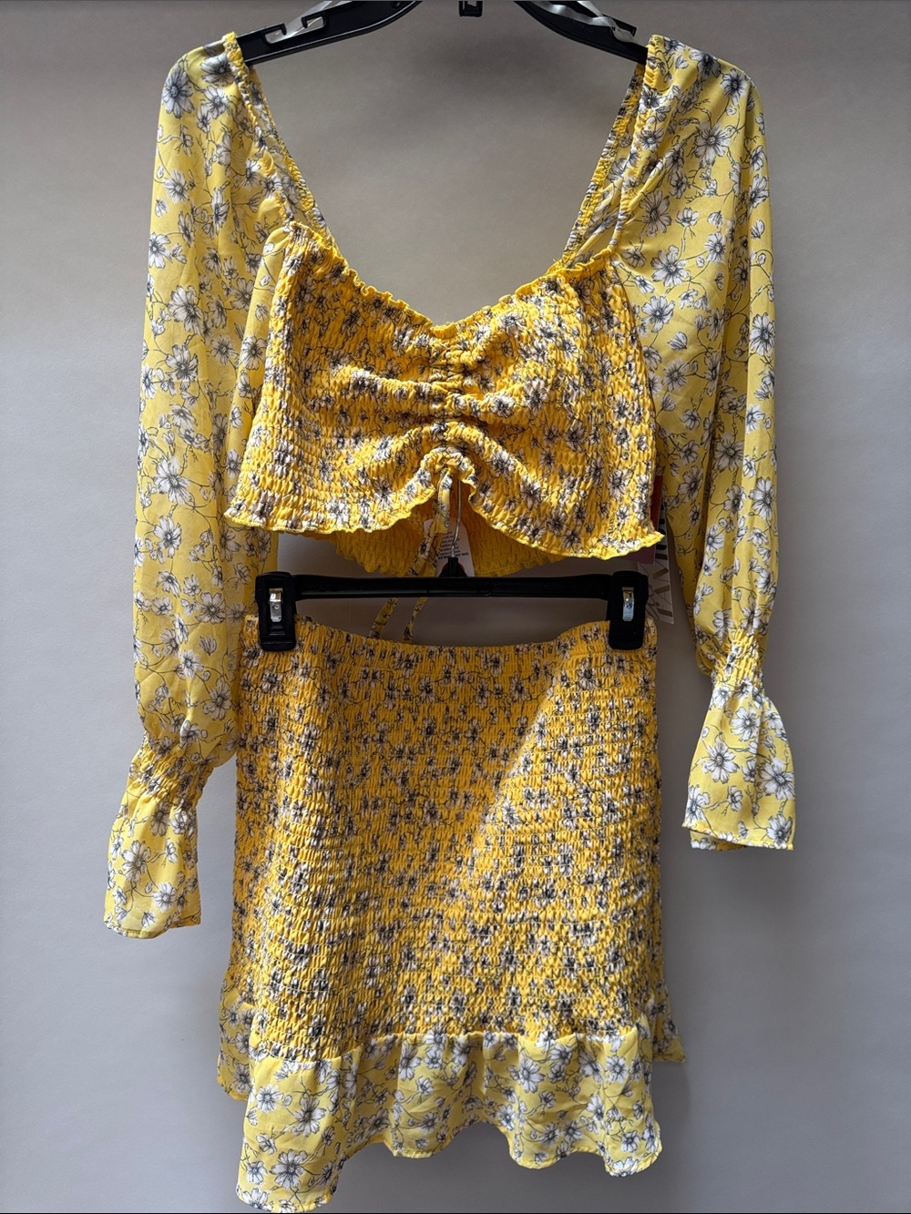 Almost Famous Yellow Floral Smocked Set